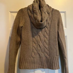 AQUA cowl neck cable knit sweater